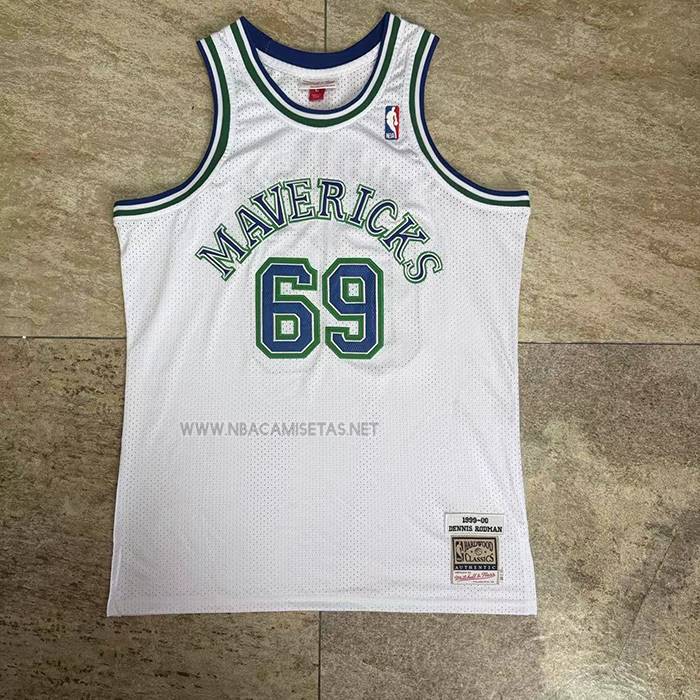 Camiseta Dallas Mavericks Dennis Rodman NO 69 Mitchell & Ness 1999-20 Blanco